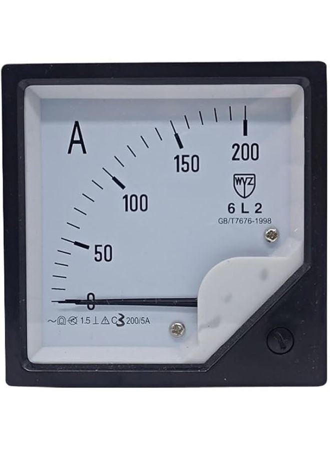 6L2 A 200 5A Ammeter Current Voltage Meter 80mm Square Panel 200A Pointer - Image 1